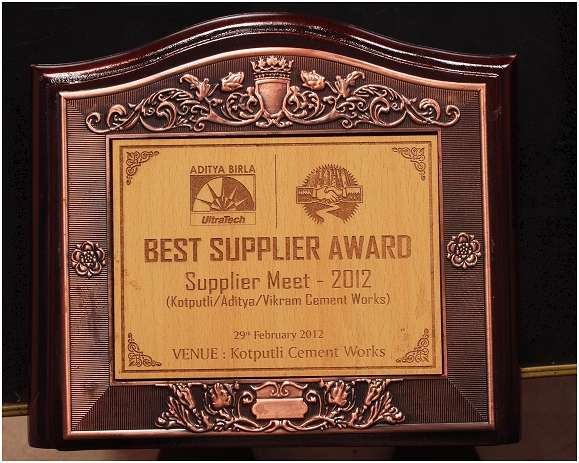 Best Supplier Award - Aditya Birla UltraTech